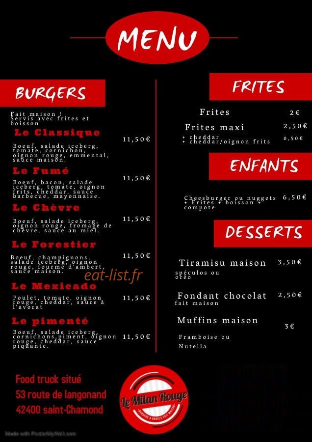 Le Milan Rouge — carte page 1