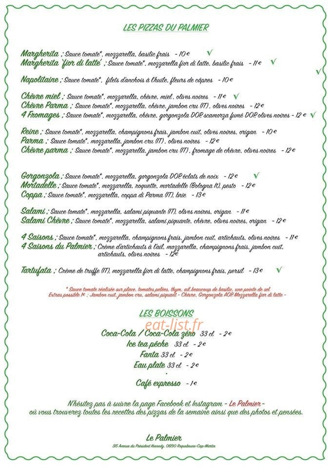 Le Palmier — carte page 1