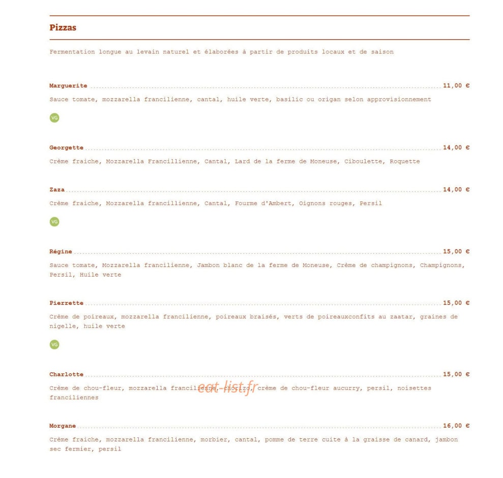 Le Panier à Pizza — carte page 1