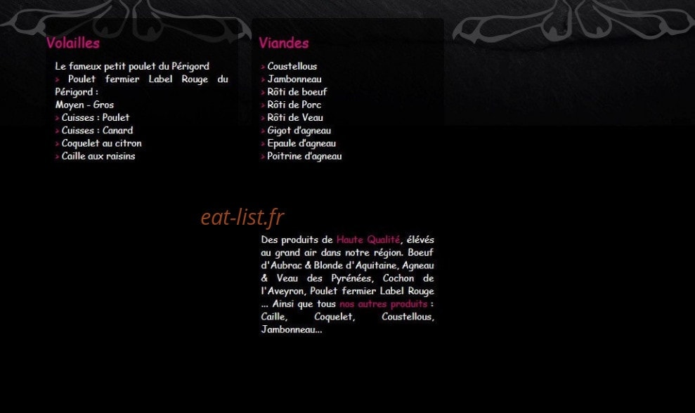 Le Paradis Roti — carte page 1