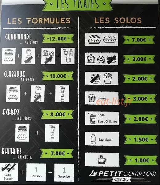 Le Petit Comptoir — carte page 1