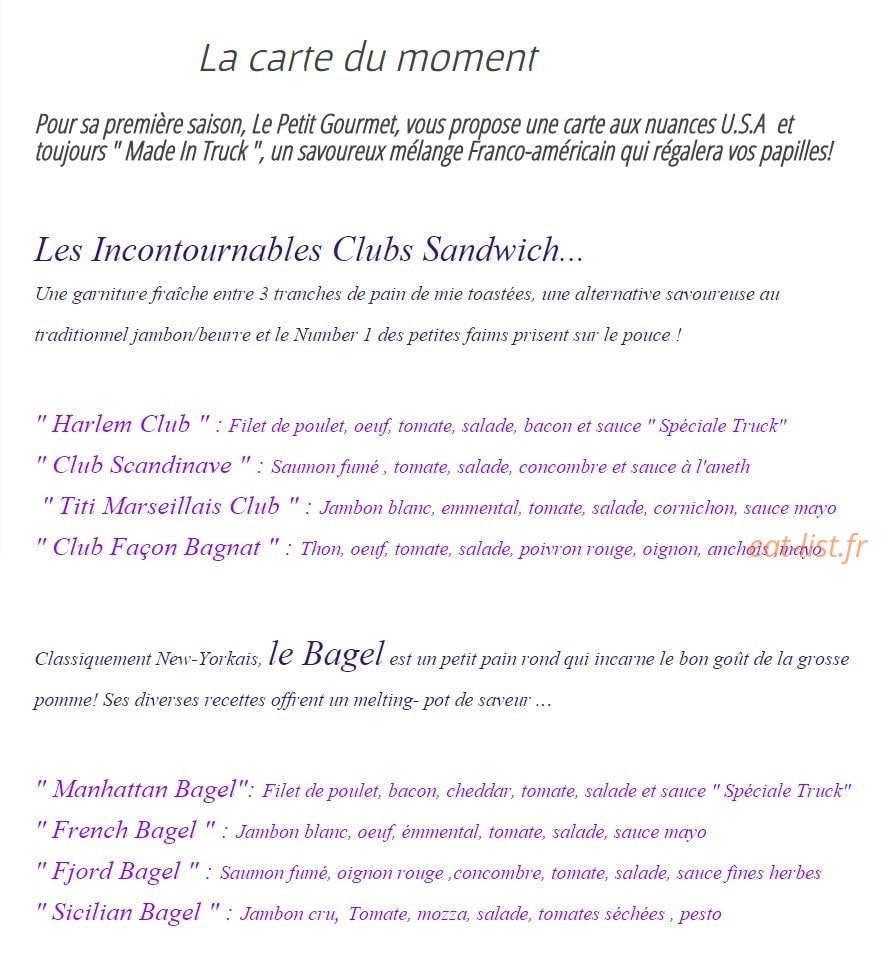 Le Petit Gourmet — carte page 1