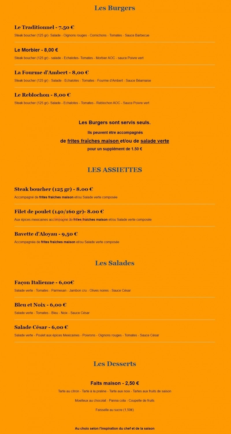 Le Petit Grillon — carte page 1