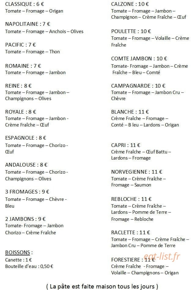 Le Petit Miam — carte page 1