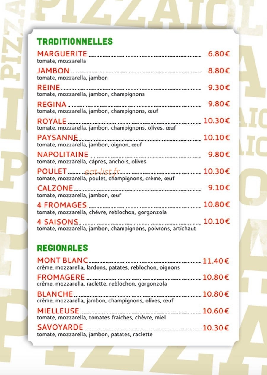 Le Pizzaïolo — carte page 2
