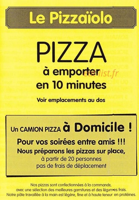 Le pizzaiolo — carte page 1
