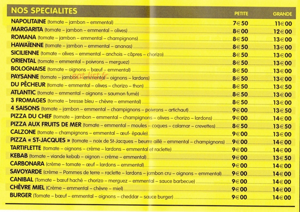 Le pizzaiolo — carte page 2