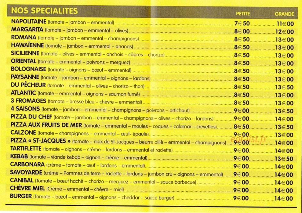 Le pizzaiolo — carte page 2