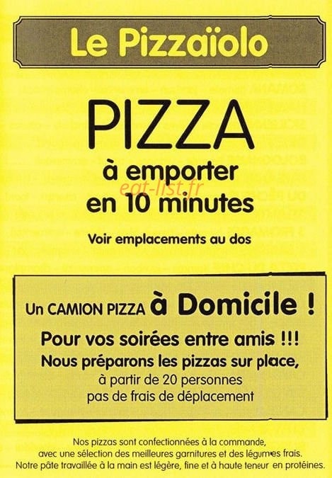Le pizzaiolo — carte page 1