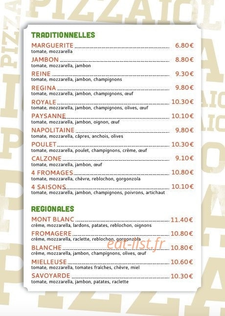 Le Pizzaïolo — carte page 2