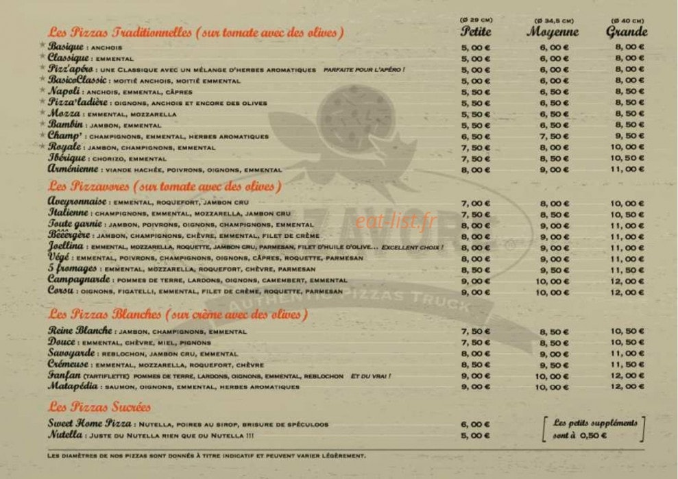 Le Pizzavore — carte page 1