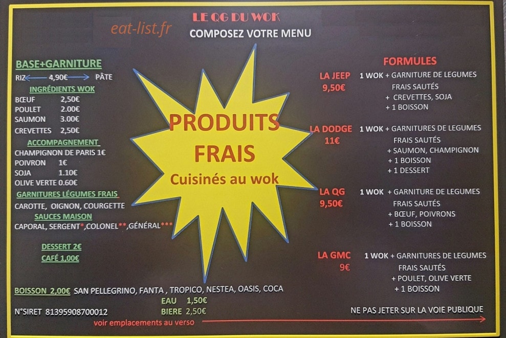 Le QG du Wok — carte page 1