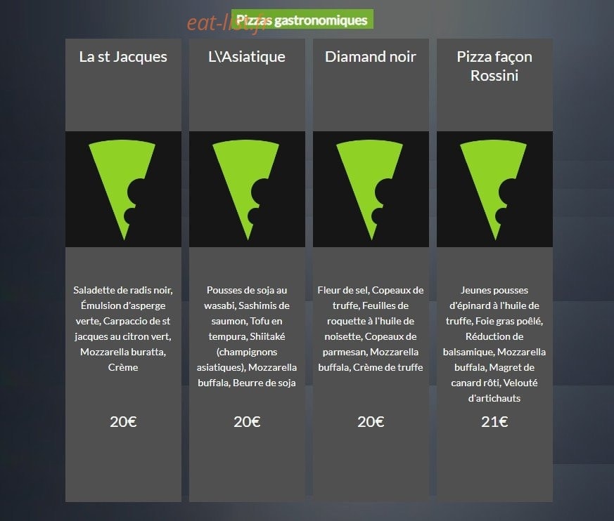Le Quart à Pizza — carte page 9