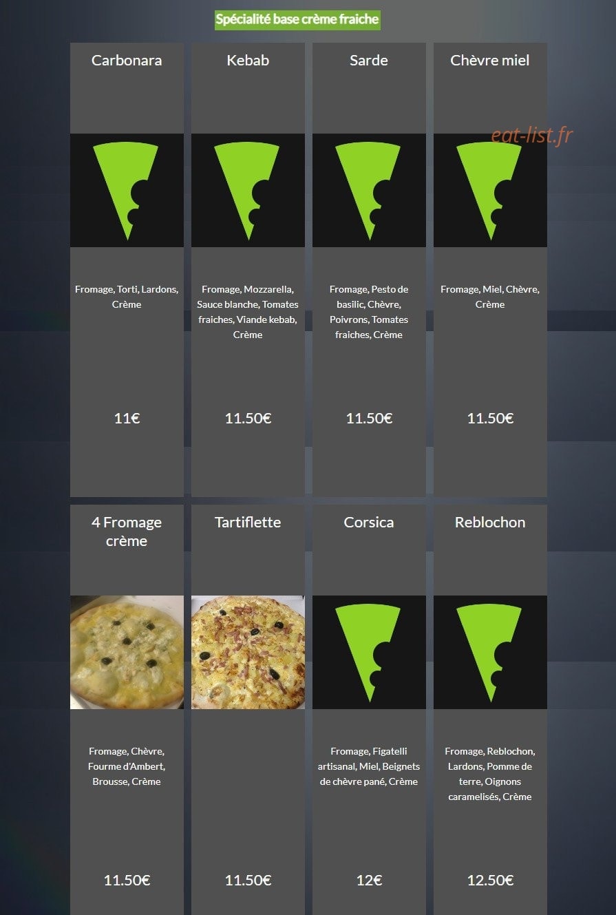 Le Quart à Pizza — carte page 7
