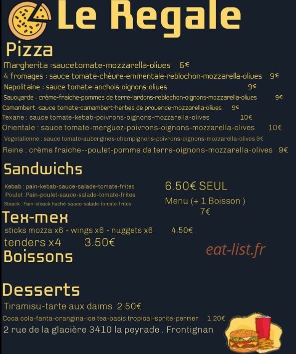 Le Régale — carte page 1