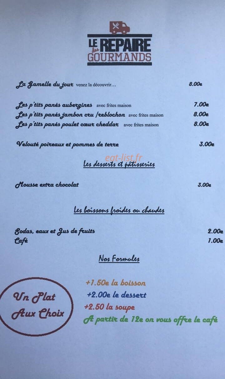 Le Repaire Des Gourmands — carte page 1