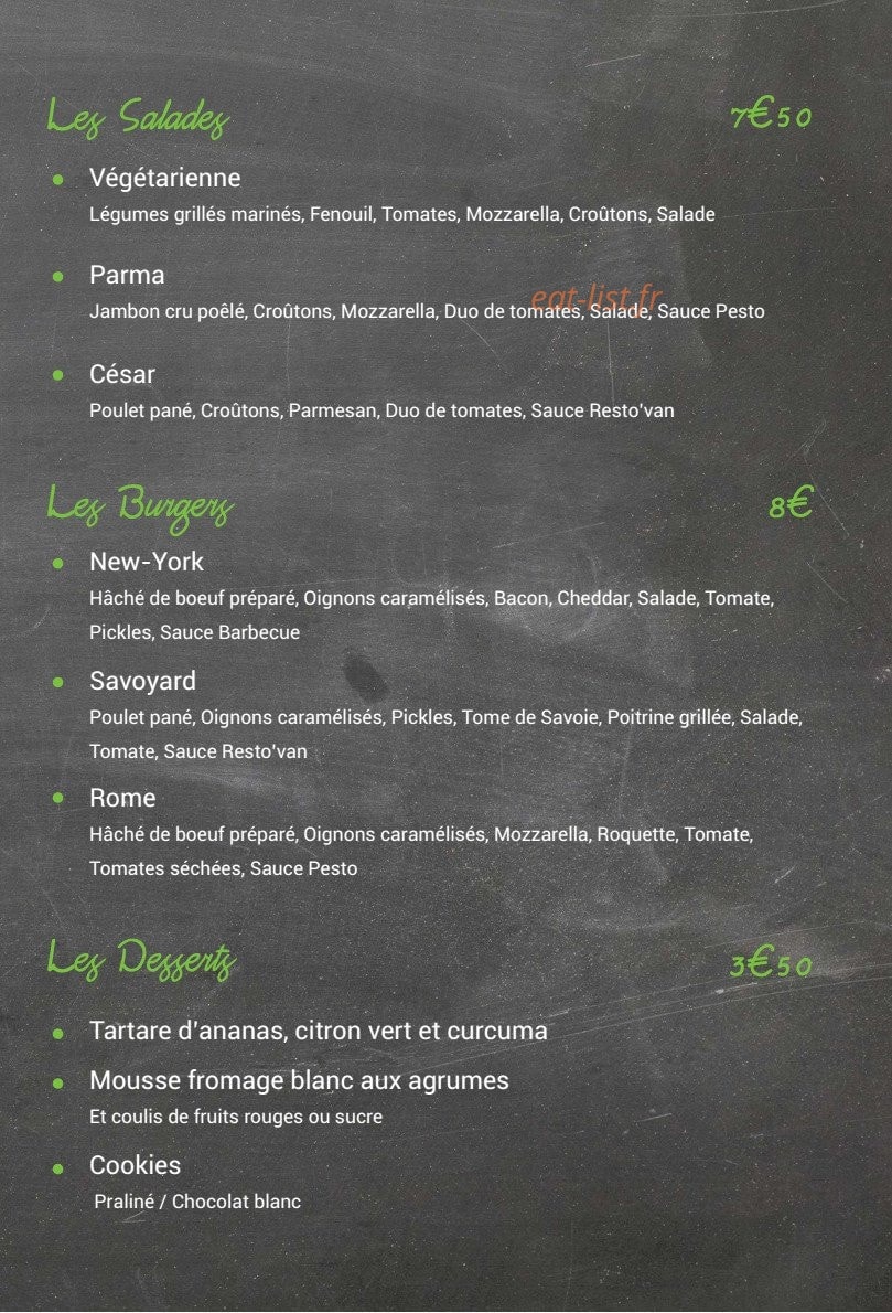 Le Resto'Van — carte page 2