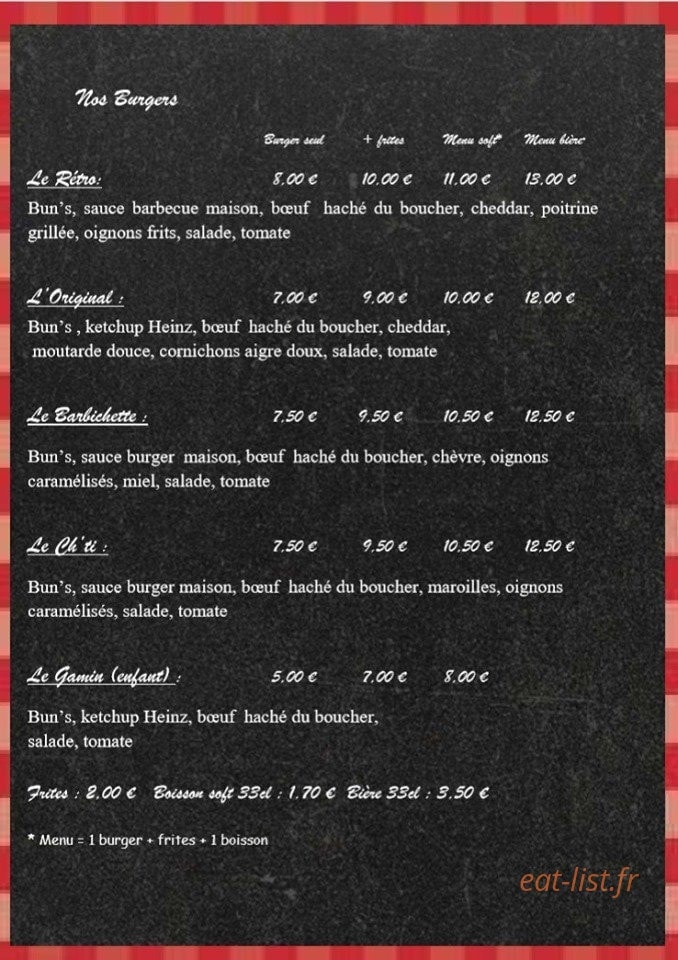 Le Rétro Burger — carte page 1
