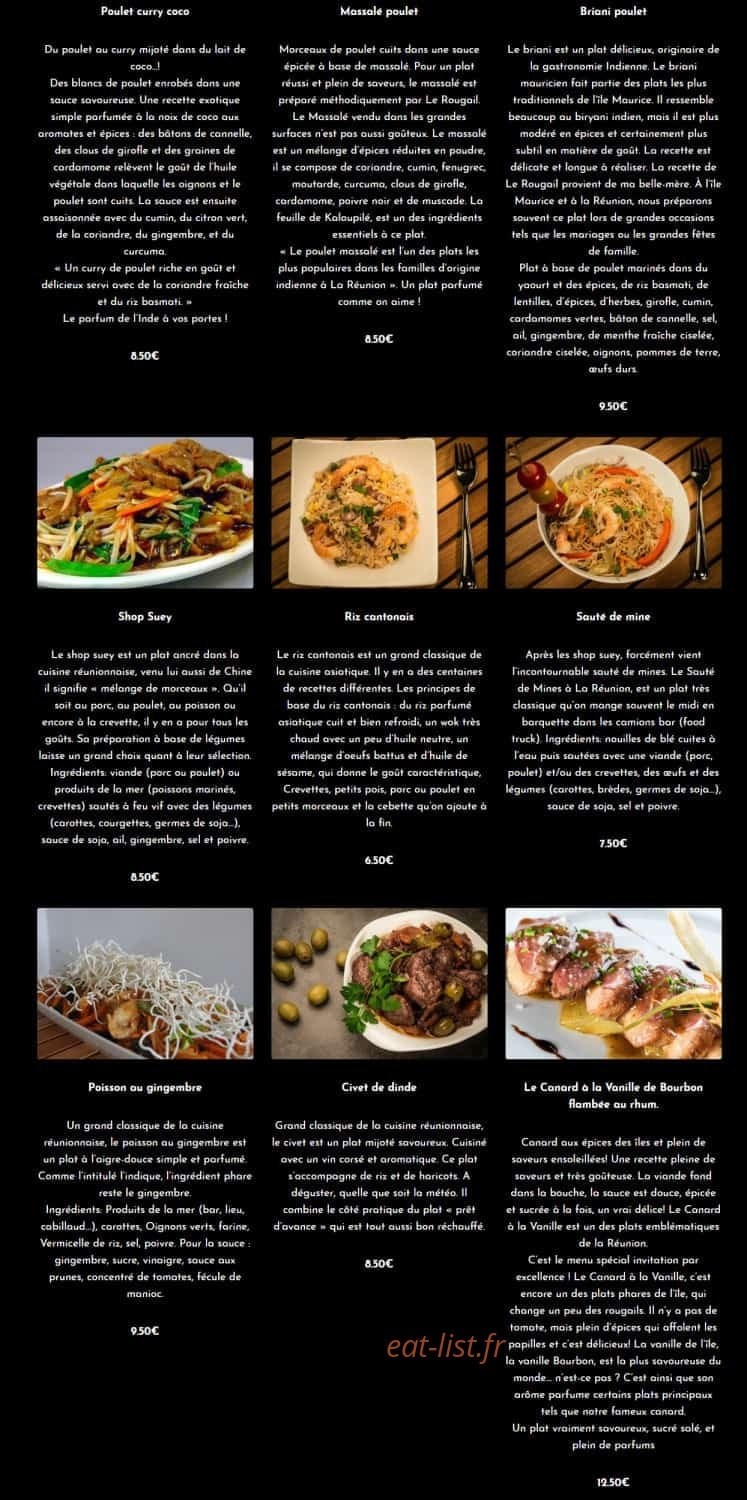 Le Rougail — carte page 3