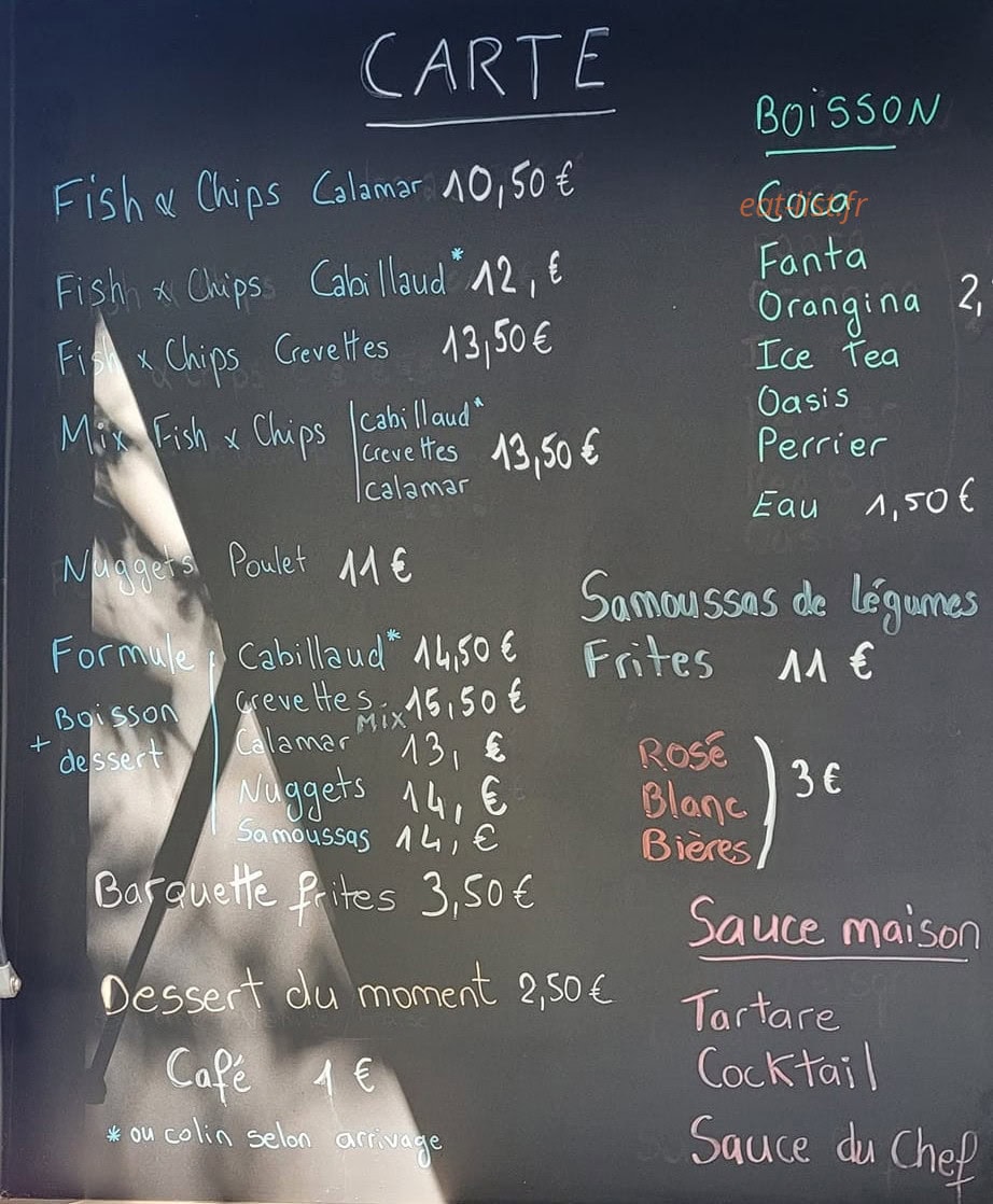 Le Sea Frites Food — carte page 1