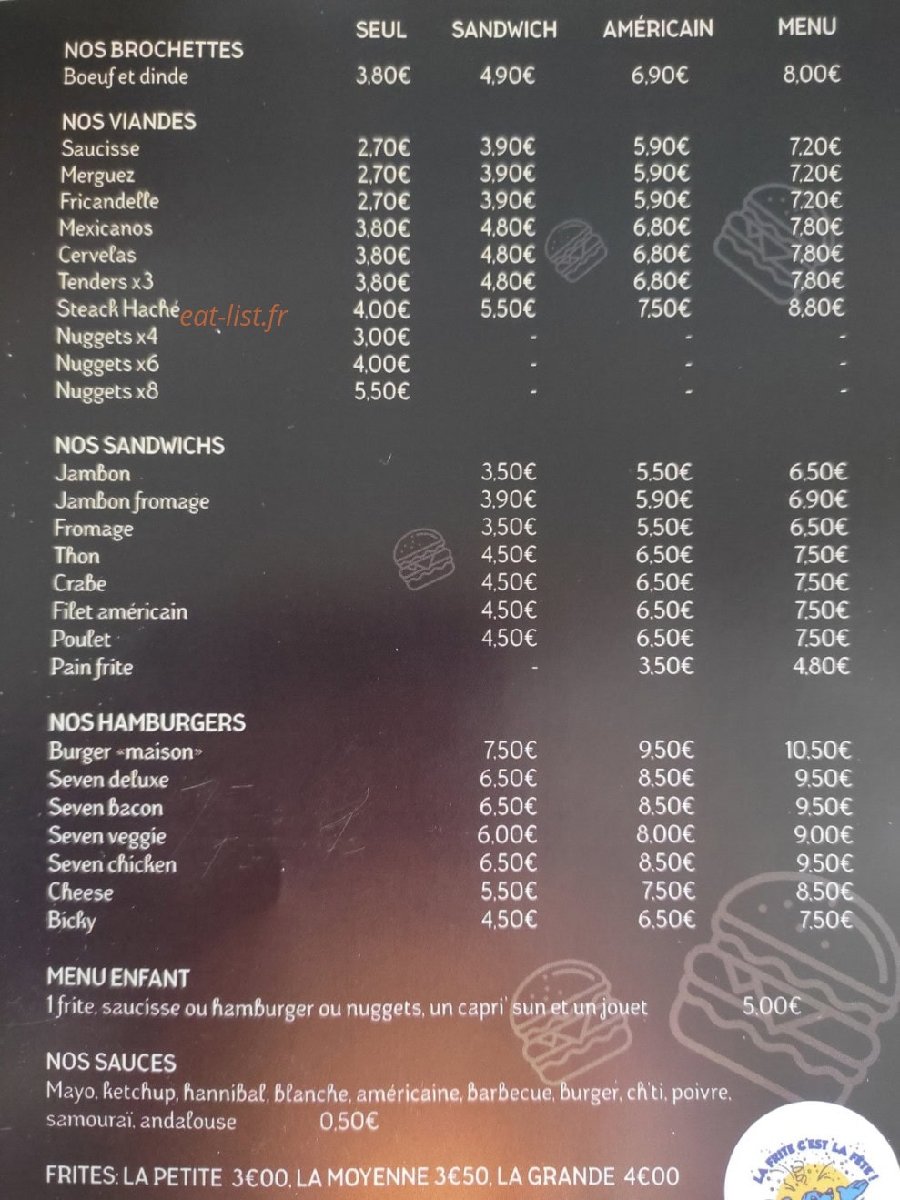 Le Seven Diner — carte page 2