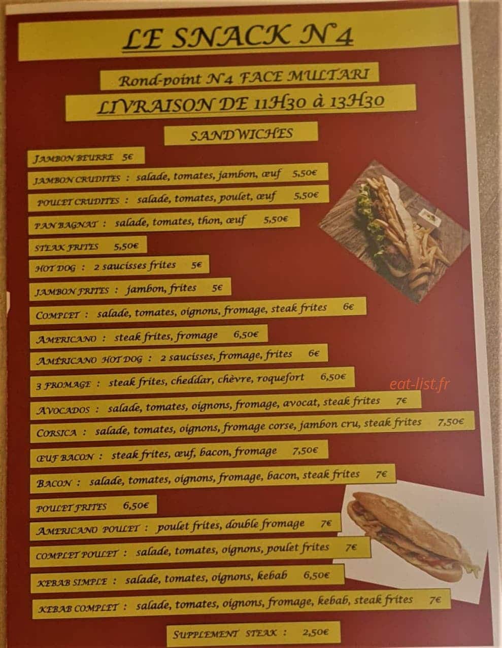 Le Snack N 4 — carte page 1