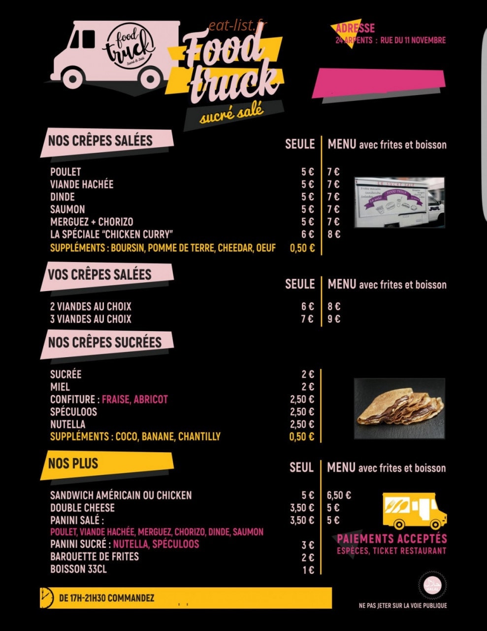 Le Sucré Salé — carte page 1