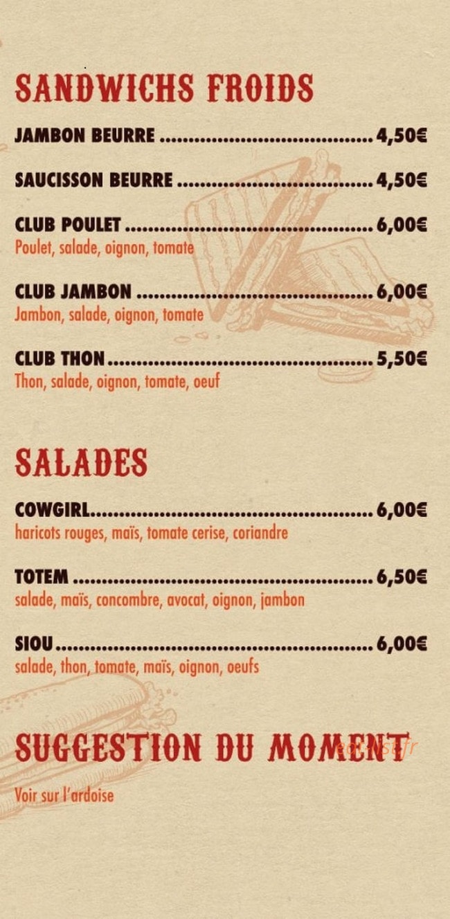 Le texan wild food — carte page 2