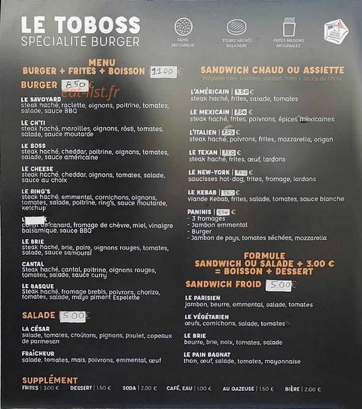 Le Toboss — carte page 1
