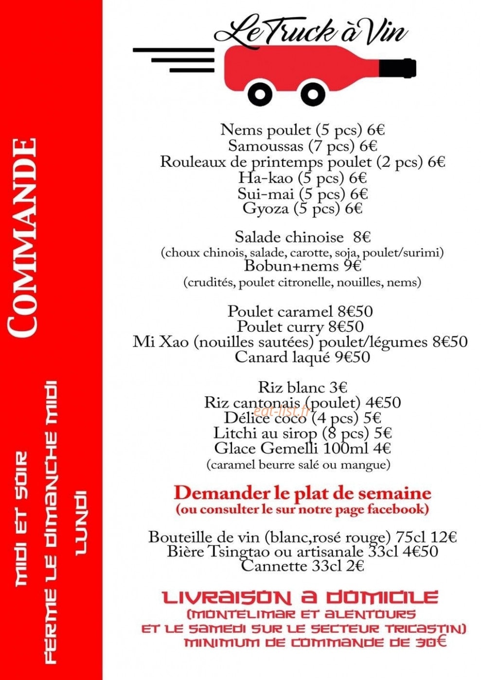 Le Truck à Vin — carte page 1
