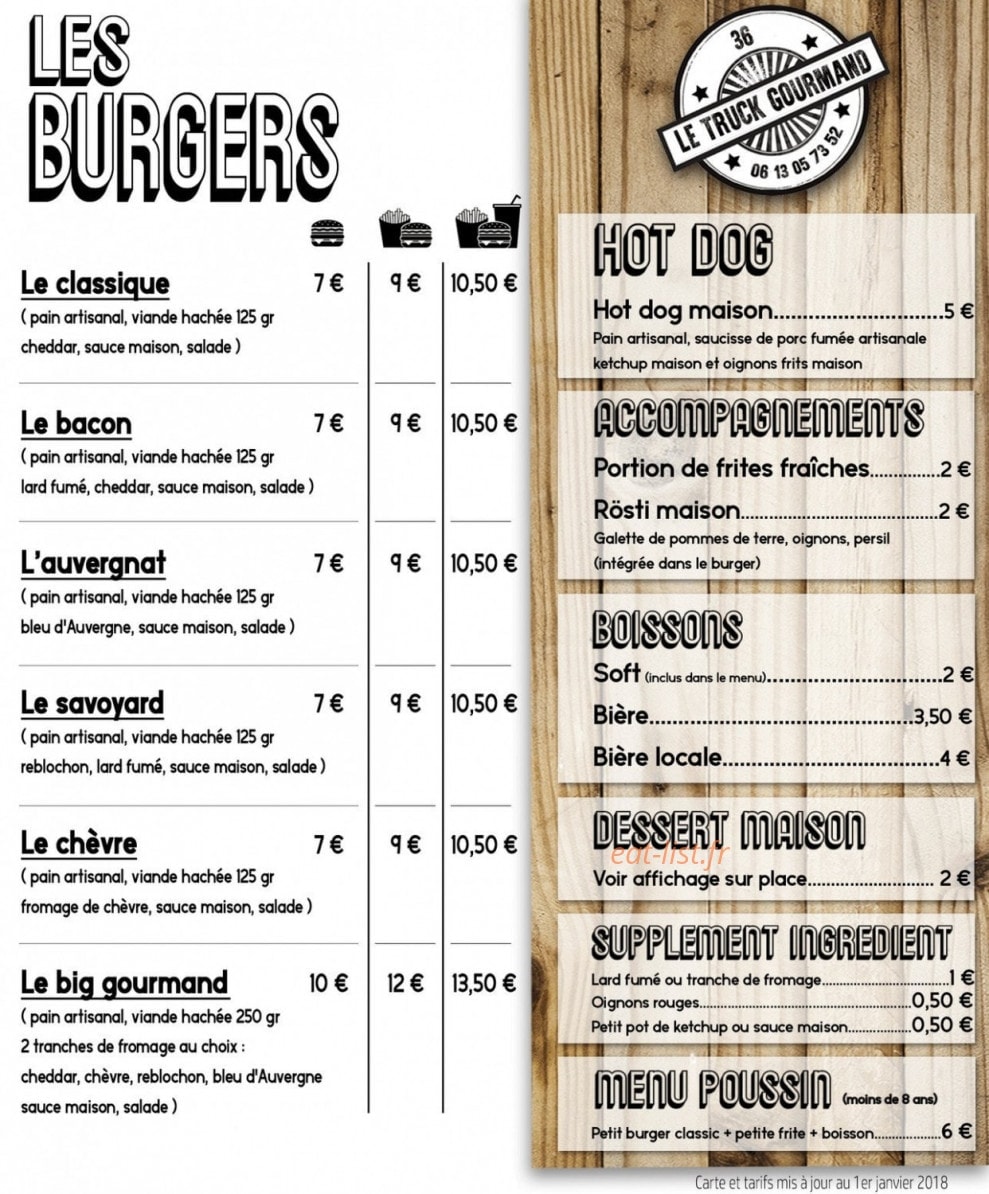 Le Truck Gourmand — carte page 1