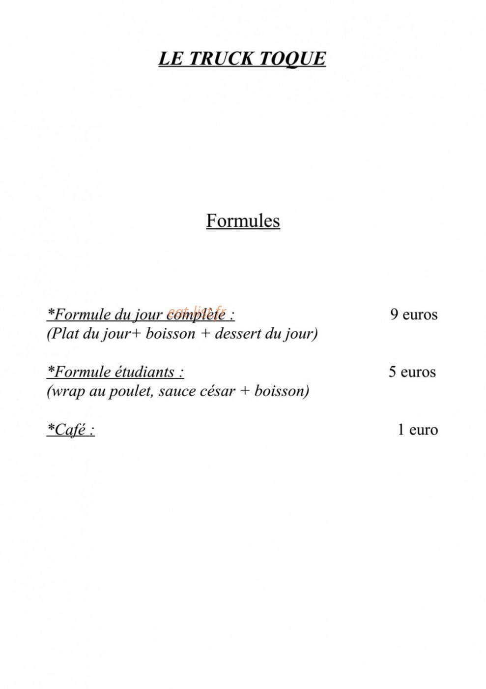 Le Truck Toqué — carte page 1