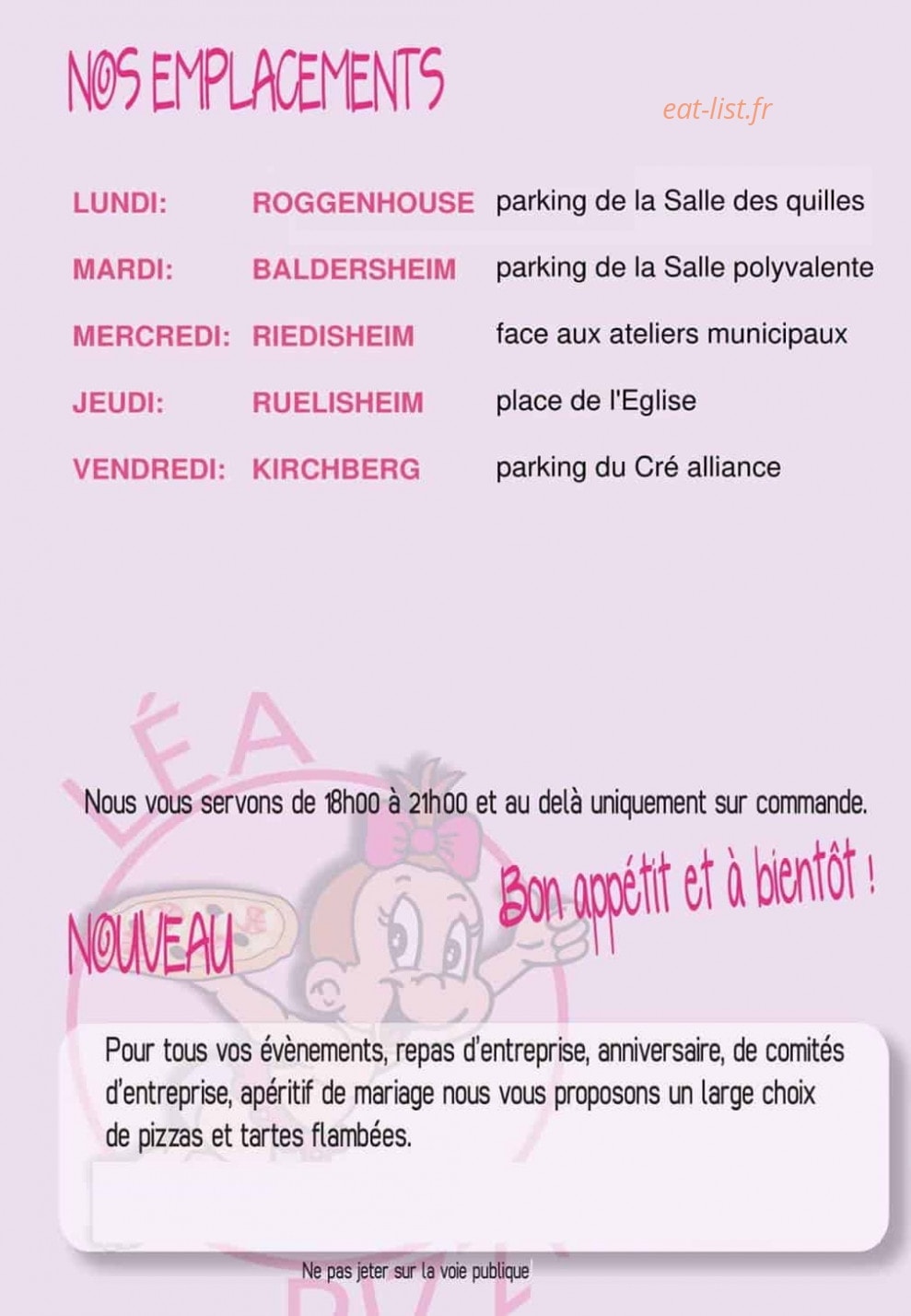 Léa Pizza — carte page 4