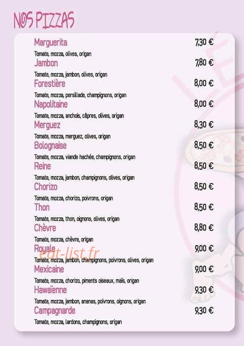 Léa Pizza — carte page 2