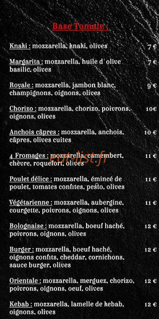 Les bonnes pizzas — carte page 1