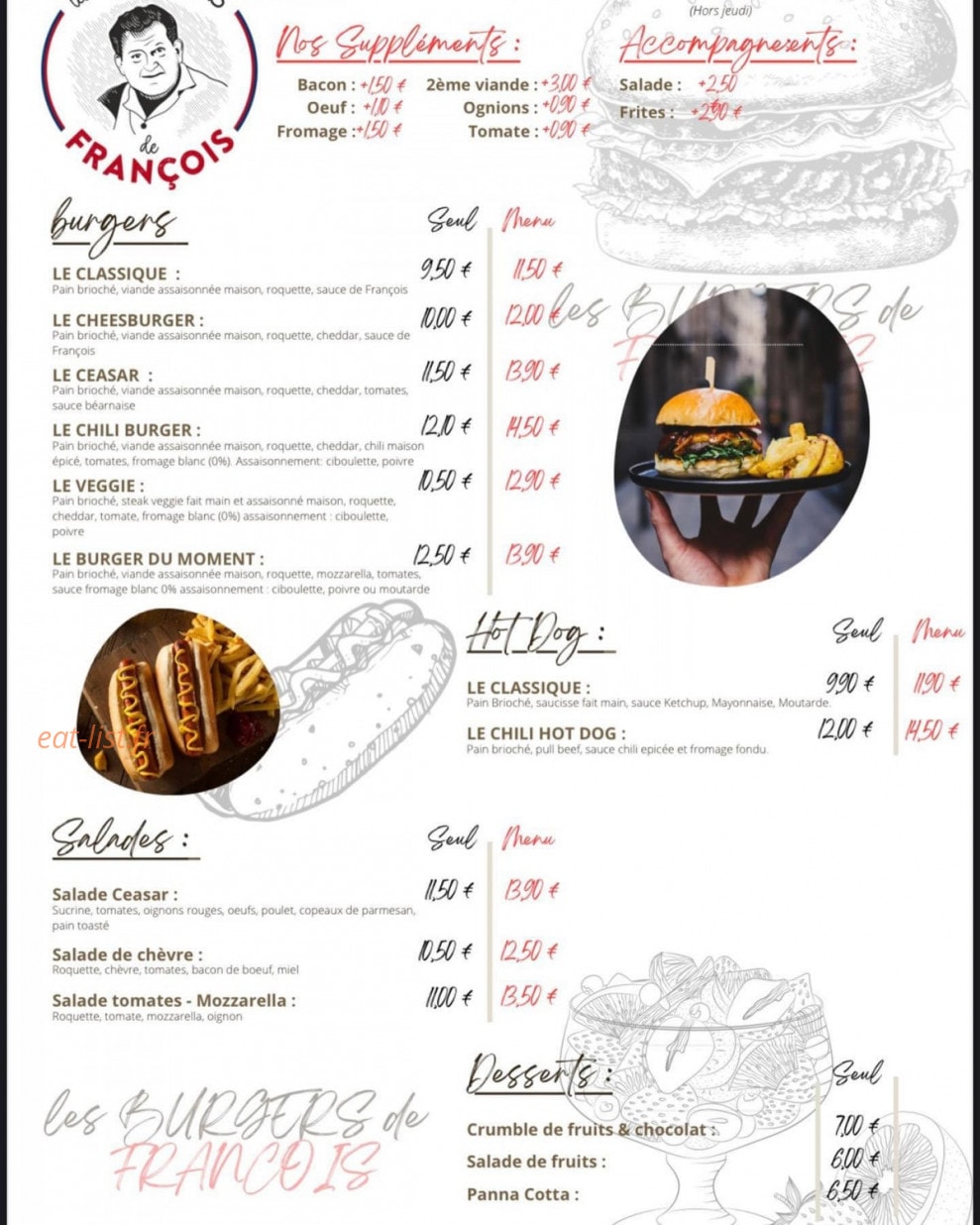 Les Burgers de Francois — carte page 1