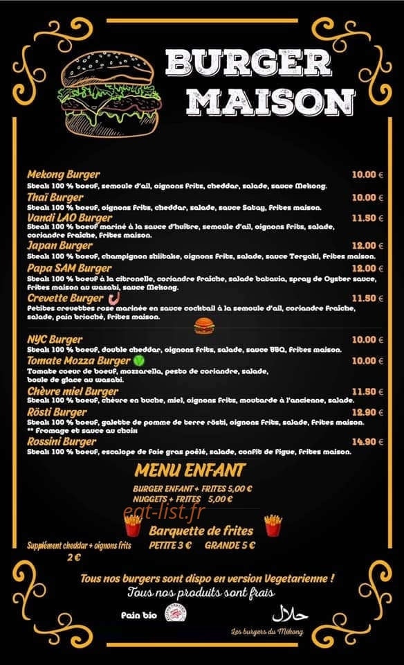 Les burgers du mekong — carte page 1