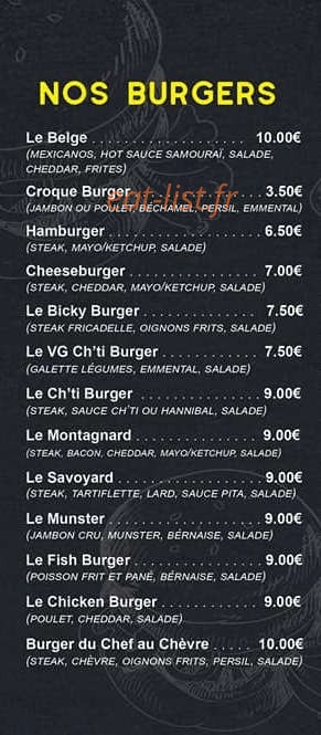 Les Ch'tites Frites Belges — carte page 2