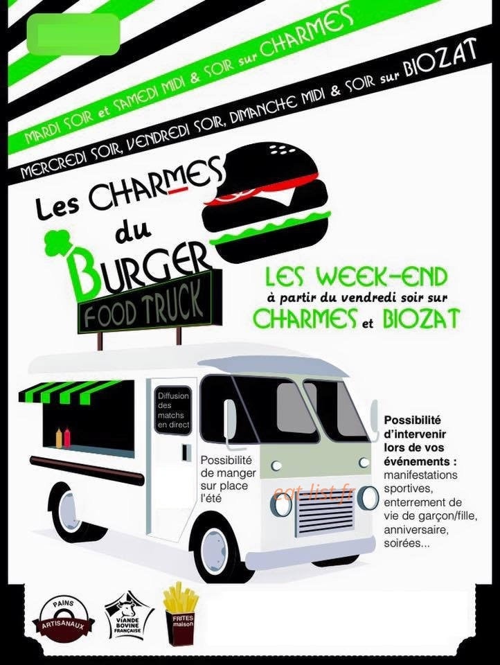 Les Charmes du Burger — carte page 1