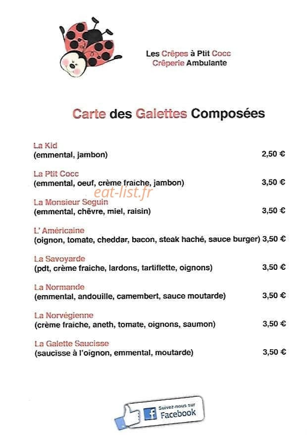 Les Crepes a Ptit Cocc — carte page 1