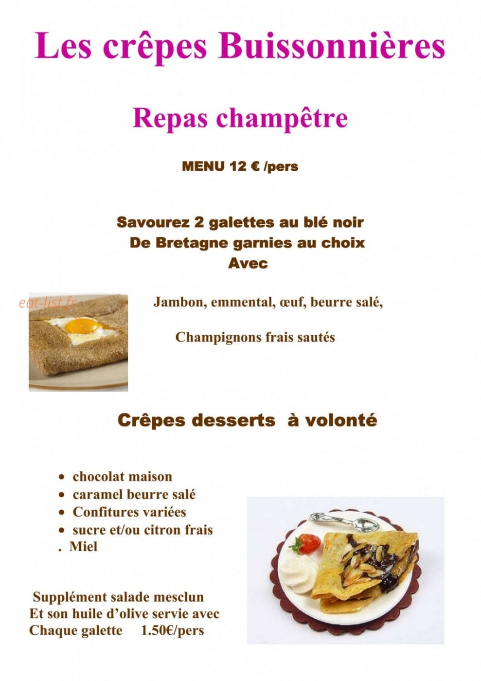 Les Crêpes Buissonnières — carte page 2
