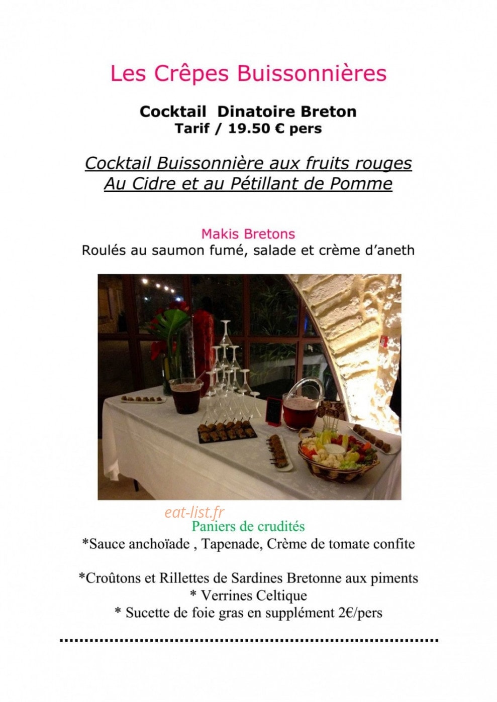 Les Crêpes Buissonnières — carte page 7