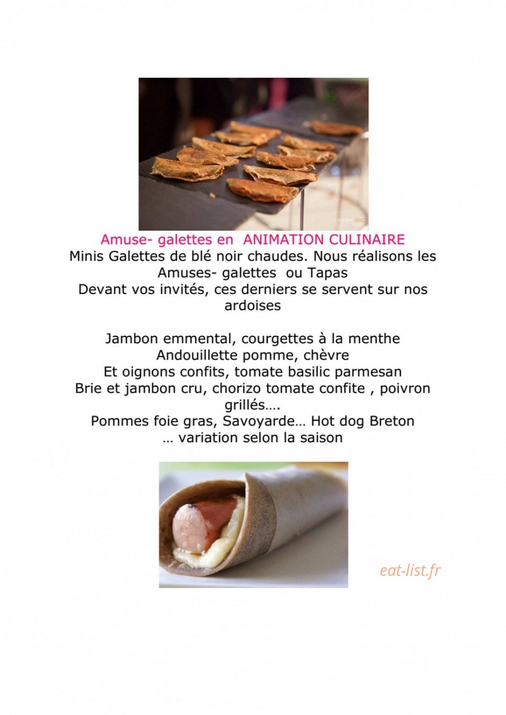 Les Crêpes Buissonnières — carte page 8