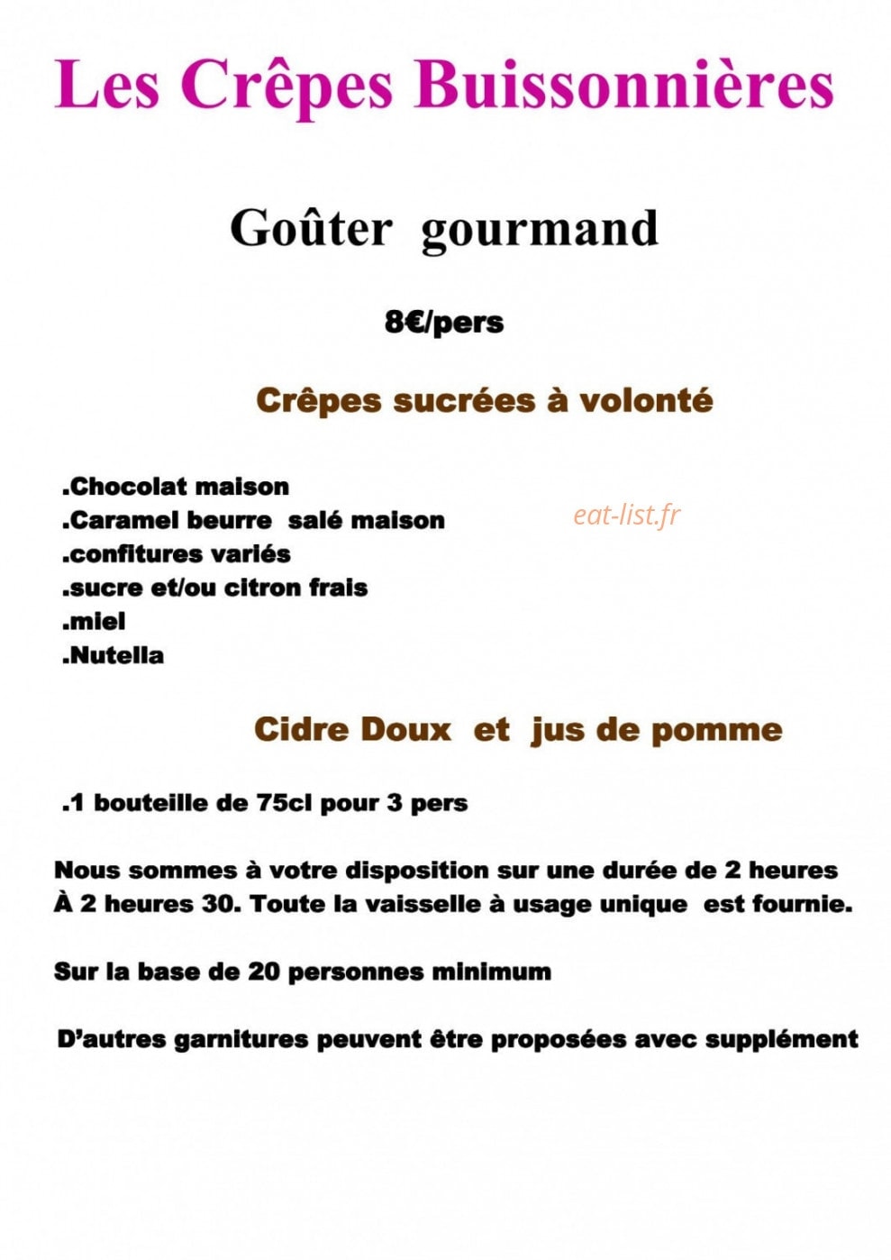 Les Crêpes Buissonnières — carte page 3
