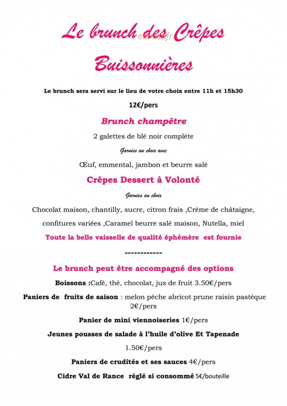 Les Crêpes Buissonnières — carte page 4
