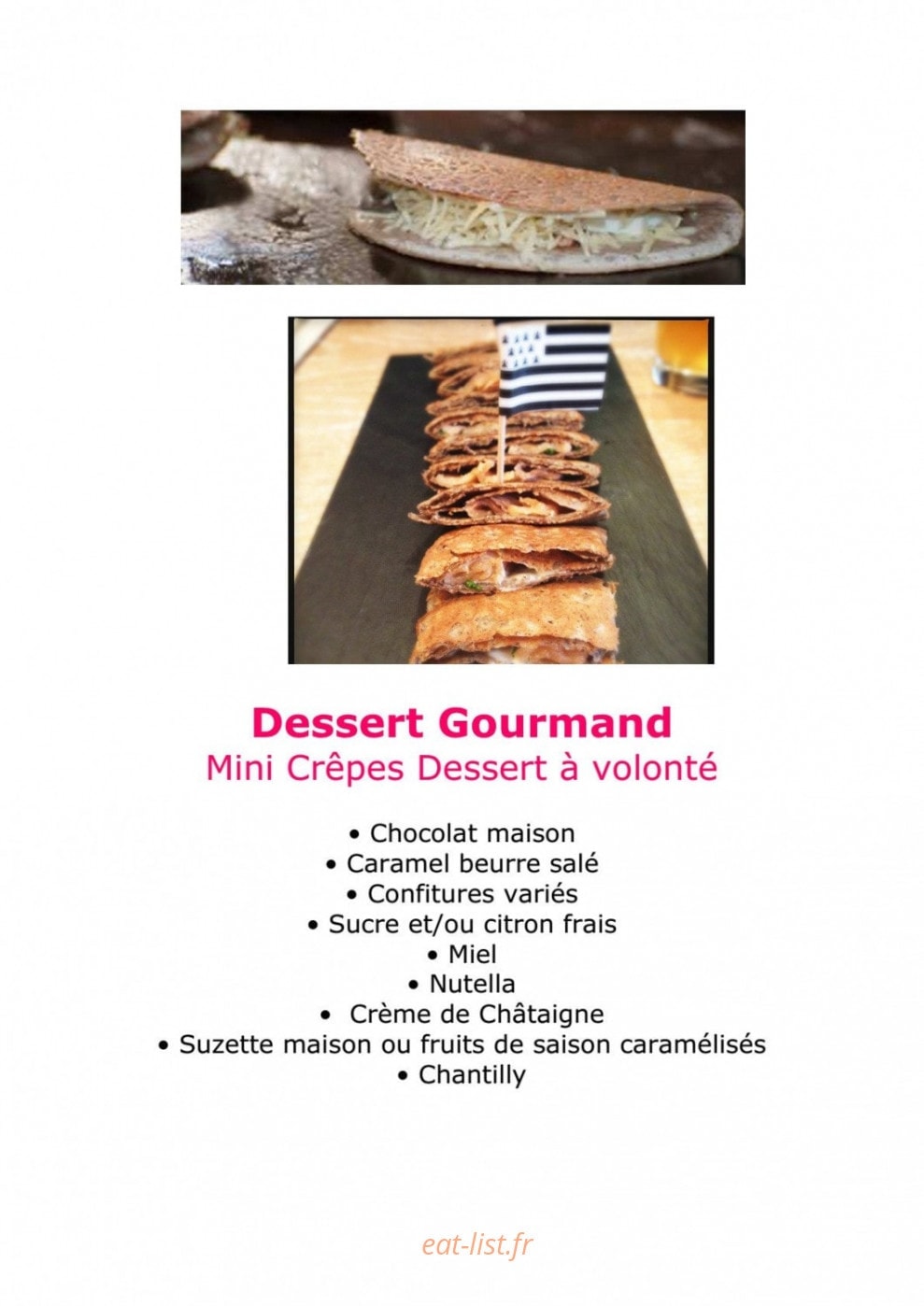 Les Crêpes Buissonnières — carte page 9