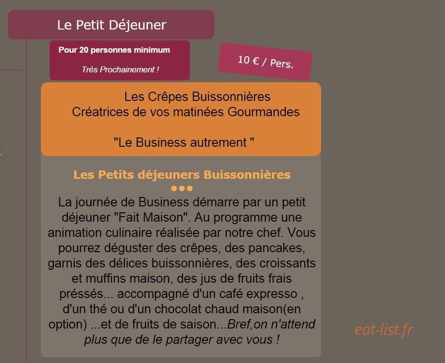 Les Crêpes Buissonnières — carte page 1