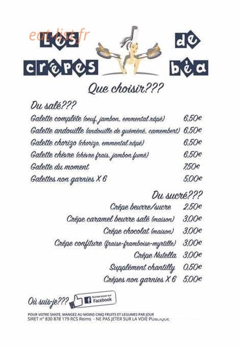 Les crêpes de béa — carte page 1