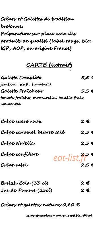 Les Crêpes de Mamick — carte page 2