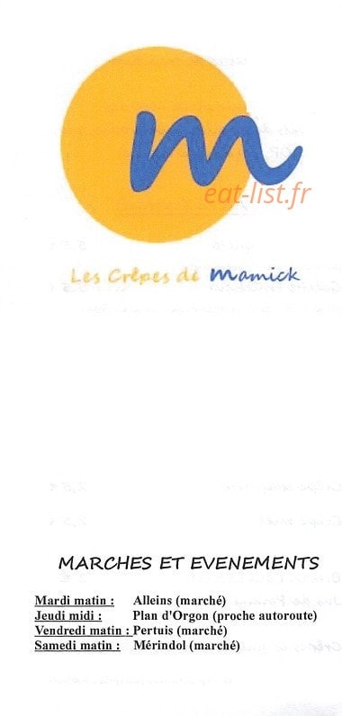 Les Crêpes de Mamick — carte page 1